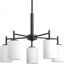 Progress Lighting P4319-31 - Replay Collection Five-Light Textured Black Etched White Glass Modern Chandelier Light