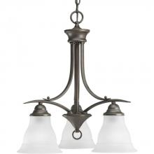 Progress Lighting P4324-20 - Trinity Collection Three-Light Antique Bronze Etched Glass Traditional Chandelier Light