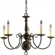 Progress Lighting P4346-20 - Americana Collection Five-Light Antique Bronze Ivory Candle Traditional Chandelier Light