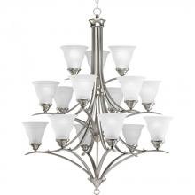 Progress Lighting P4365-09 - Trinity Collection Fifteen-Light Brushed Nickel Etched Glass Traditional Chandelier Light