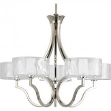 Progress Lighting P4645-104WB - Caress Collection Five-Light Polished Nickel Clear Water Glass Luxe Chandelier Light