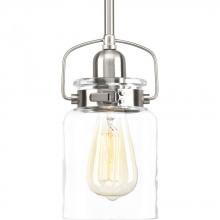 Progress Lighting P500055-009 - 1-Light Mini-Pendant Brushed Nickel Clear Glass