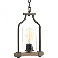 Progress Lighting P500056-020 - 1-Light Mini-Pendant Antique Bronze Clear Seeded Glass