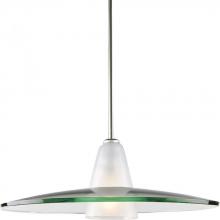 Progress Lighting P5012-09 - Modern Pendant One-Light Brushed Nickel Clear and Etched Glass Pendant Light