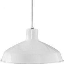 Progress Lighting P5094-30 - Metal Shade Collection One-Light White Spun Metal Shade Farmhouse Pendant Light