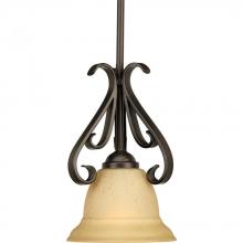 Progress Lighting P5153-77 - 1 - Light Forged Bronze Tea-Stained Glass Transitional Mini-Pendant Light