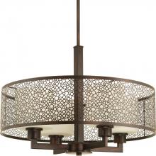 Progress Lighting P5156-20 - Mingle Collection Four-Light Antique Bronze Natural Parchment Glass Global Pendant Light