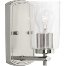 Progress Lighting P300154-009 - Adley Collection One-Light Brushed Nickel Clear Glass New Traditional Bath Vanity Light