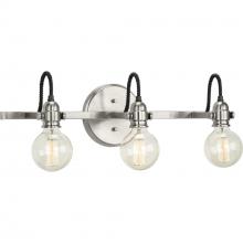 Progress Lighting P300191-009 - Axle Collection Three-Light Brushed Nickel Vintage Style Bath Vanity Wall Light