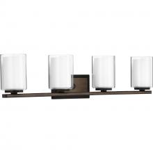 Progress Lighting P300218-020 - Mast Collection Four-Light Antique Bronze Clear Glass Coastal Bath Vanity Light