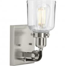 Progress Lighting P300226-009 - Rushton Collection One-Light Brushed Nickel Clear Glass Farmhouse Bath Vanity Light