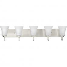 Progress Lighting P300237-009 - Classic Collection Five-Light Brushed Nickel Etched Glass Traditional Bath Vanity Light
