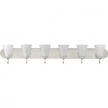 Progress Lighting P300238-009 - Classic Collection Six-Light Brushed Nickel Etched Glass Traditional Bath Vanity Light