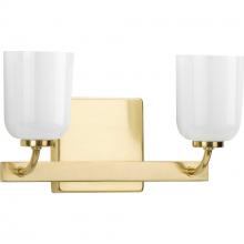 Progress Lighting P300281-012 - Moore Collection Two-Light Satin Brass White Opal Glass Luxe Bath Vanity Light