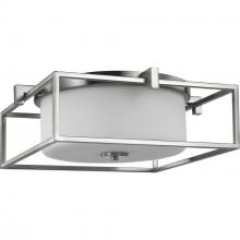 Progress Lighting P350171-009 - Two-Light Brushed Nickel 15-3/8" Flush Mount