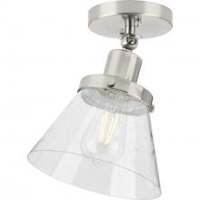 Progress Lighting P350198-009 - Hinton Collection One-Light Brushed Nickel and Seeded Glass Vintage Style Ceiling Light