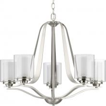 Progress Lighting P400095-009 - 5 - Light Brushed Nickel Clear Glass Craftsman Chandelier Light