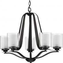 Progress Lighting P400095-143 - Kene Collection Five-Light Graphite Clear Glass Craftsman Chandelier Light