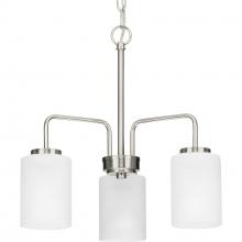 Progress Lighting P400274-009 - 3 - Light Chandelier Brushed Nickel and Etched Glass Transitional Style
