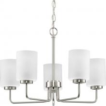 Progress Lighting P400275-009 - 5 - Light Chandelier Brushed Nickel and Etched Glass