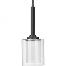 Progress Lighting P500103-143 - Kene Collection One-Light Graphite Clear Glass Craftsman Pendant Light