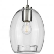 Progress Lighting P500159-009 - Caisson Collection One-Light Brushed Nickel Clear Glass Global Pendant Light
