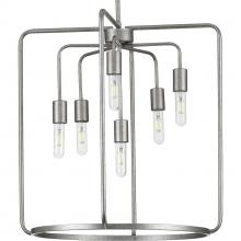 Progress Lighting P500225-141 - Bonn Collection Six-Light Galvanized Finish Farmhouse Pendant Light