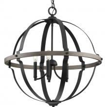 Progress Lighting P500279-031 - Lockhart Collection Five-Light Matte Black/Aged Oak Farmhouse Style Hanging Pendant Light