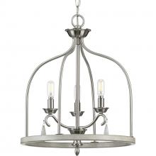 Progress Lighting P500296-009 - Vinings Collection Three-Light Brushed Nickel and Grey Washed Oak Foyer Pendant Light