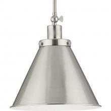 Progress Lighting P500325-009 - Hinton Collection One-Light Brushed Nickel Hanging Vintage Style Hanging Pendant Light