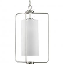 Progress Lighting P500333-009 - Merry Collection One-Light Brushed Nickel and Etched Glass Transitional Style Foyer Pendant Light