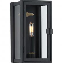 Progress Lighting P560267-031 - Stature Collection One-Light Textured Black and Clear Glass Transitional Style Small Outdoor Wall La