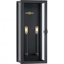 Progress Lighting P560269-031 - Stature Collection Two-Light Textured Black and Clear Glass Transitional Style Large Outdoor Wall La
