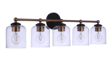 Craftmade 18733FBSB5 - 5 Light Vanity in Flat Black/Satin Brass