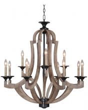 Craftmade 35112-WP - 12 - Light Chandelier in Weathered Pine/Bronze