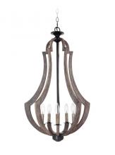 Craftmade 35135-WP - 5 - Light Foyer in Weathered Pine/Bronze