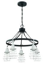Craftmade 50625-FBBNK - 5 - Light Chandelier in Flat Black/Brushed Polished Nickel