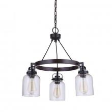 Craftmade 53623-FBDT - 3 - Light Chandelier in Flat Black/Dark Teak