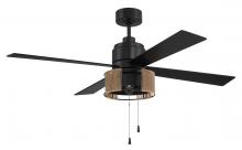 Craftmade KNS52FB4 - 52" Fan with Light - Flat Black and Flat Black/Natural Oak Blades