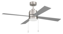 Craftmade MCY52BNK4-PC - 52" LED(Optional) 4-Blade Fan w/ Pull Chain in Brushed Polished Nickel w/ Brushed Nickel Blades