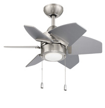 Craftmade PPT24BNK6 - 24" LED Fan in Brushed Polished Nickel w/ Brushed Nickel Blades