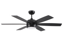 Craftmade TRV52FB6 - 52" LED(Optional) Fan in Flat Black w/ Flat Black/Greywood Blades
