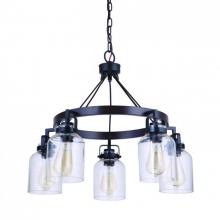 Craftmade 53625-FBDT - 5 - Light Chandelier in Flat Black/Dark Teak