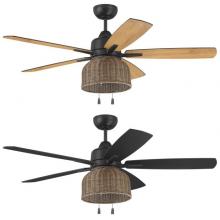 Craftmade WVN52FB5 - 52" Fan w/ Light in Flat Black w/ Flat Black/Pecan Blades