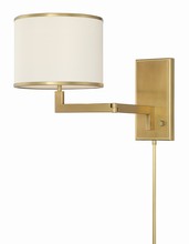 Crystorama MAD-B4101-AG - 1 Light Aged Brass Swing Arm Sconce