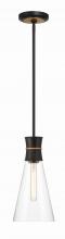 Crystorama QUN-1500-MK-TG - 1 Light Matte Black + Textured Gold Mini Pendant
