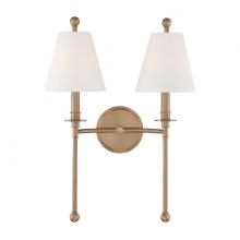 Crystorama RIV-383-AG - 2 - Light Sconce in Aged Brass