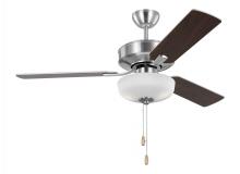 Generation Lighting 3LD48BSD - Linden 48'' traditional dimmable indoor brushed steel silver ceiling fan with light kit
