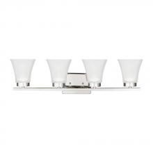 Generation Lighting 4411604-05 - Bayfield contemporary 4-light indoor dimmable bath vanity wall sconce in chrome silver finish with s