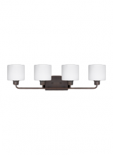 Generation Lighting 4428804-710 - Canfield modern 4-light indoor dimmable bath vanity wall sconce in bronze finish with etched white i